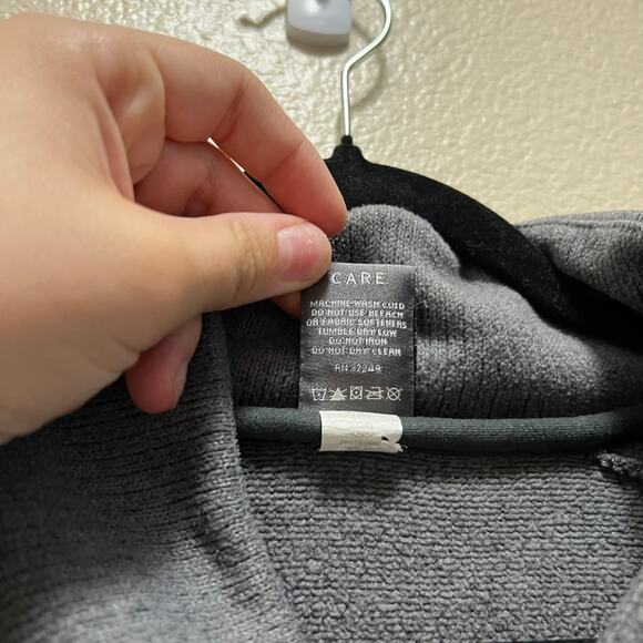 REI Sweater Heather Gray Shawl Collar Long Sleeve Pullover Fleece Sz M - Picture 9 of 10